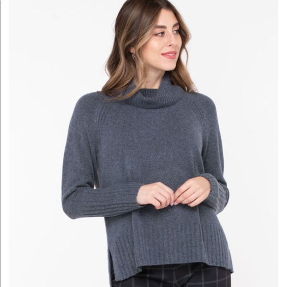 Ribbed Cowl Neck Pullover Bijou Blue - Picture 6 of 16